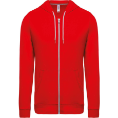 KARIBAN Uniszex könnyű vékony kapucnis cipzáras pulóver (póló), Kariban KA438, Red-XL