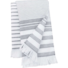 KARIBAN Uniszex rojtos csíkos fürdőlepedő, Kariban KA132, Striped White/Smoke-100X180 lakástextília