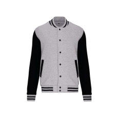 KARIBAN Uniszex vastag patentos pulóver, Kariban KA497, Oxford Grey/Black-XL