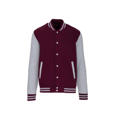 KARIBAN Uniszex vastag patentos pulóver, Kariban KA497, Wine/Oxford Grey-XL