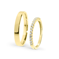  KARIKAGYŰRŰ 14K ARANY PÁRBAN, GYÉMÁNT KŐVEL gyűrű