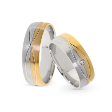  KARIKAGYŰRŰ PÁRBAN 14K ARANY 11 GR, GYÉMÁNT KŐVEL 0,02 CT gyűrű