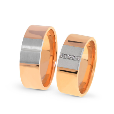  KARIKAGYŰRŰ PÁRBAN 14K ARANY 14 GR, GYÉMÁNT KŐVEL 0,04 CT gyűrű