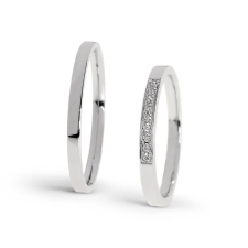  KARIKAGYŰRŰ PÁRBAN 14K ARANY 4,1 GR, GYÉMÁNT KŐVEL 0,072 CT gyűrű