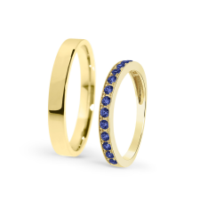  KARIKAGYŰRŰ PÁRBAN 14K ARANY 4,7 GR, KÉK ZAFÍRRAL KŐVEL gyűrű