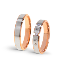  KARIKAGYŰRŰ PÁRBAN 14K ARANY 8,2 GR, GYÉMÁNT KŐVEL 0,062 CT gyűrű