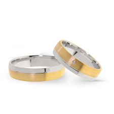  KARIKAGYŰRŰ PÁRBAN 14K ARANY 9,4 GR, GYÉMÁNT KŐVEL 0,012 CT gyűrű