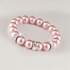 Karkötő SWAROVSKI® gyöngyből, rózsaszín, fehér rondella kristály, ART CRYSTELLA, M karkötő