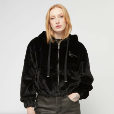  Karl kani metal signature vegan fur zip hoodie jacket pulóver női fekete l