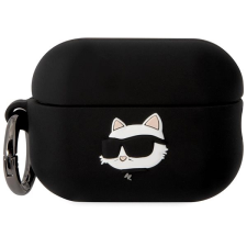 Karl Lagerfeld 3D Logo NFT Choupette Head Airpods Pro 2 fekete szilikon tok fülhallgató, fejhallgató tok