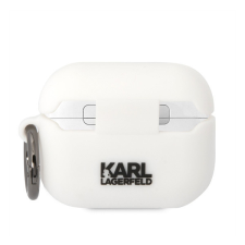 Karl Lagerfeld 3D Logo NFT Choupette Head Apple Airpods Pro szilikon tok, fehér fülhallgató, fejhallgató tok