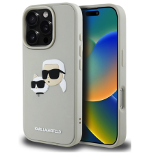 Karl Lagerfeld 3D Rubber Double Heads iPhone 16 Pro hátlap tok, bézs tok és táska