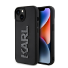 Karl Lagerfeld 3D Rubber Glitter Logo Apple iPhone 15 hátlap tok, fekete