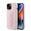 Karl Lagerfeld 3D Rubber Glitter Logo Apple iPhone 15 hátlap tok, rózsaszín