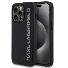 Karl Lagerfeld 3D Rubber Glitter Logo iPhone 16 Pro csillámos hátlap tok, fekete tok és táska