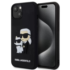 Karl Lagerfeld 3D Rubber hátlaptok iPhone 14 Karl and Choupette fekete tok és táska