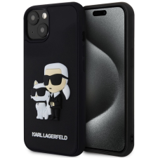 Karl Lagerfeld 3D Rubber Karl and Choupette Apple iPhone 15 hátlap tok, fekete tok és táska