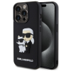 Karl Lagerfeld 3D Rubber Karl and Choupette Apple iPhone 15 Pro hátlap tok, fekete
