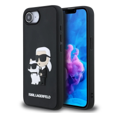 Karl Lagerfeld 3D Rubber Karl and Choupette Tok iPhone 16e készülékhez fekete tok és táska