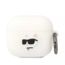 Karl Lagerfeld Airpods 3 szilikon tok akasztóval, fehér, Karl Lagerfeld KLA3RUNCHH fülhallgató, fejhallgató tok