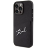 Karl Lagerfeld Apple iPhone 13 Pro, Műanyag hátlap védőtok + szilikon keret, bőrhatású hátlap, kártyatartóval, Karl Lagerfeld Saffiano Metal Signature Cardslot, fekete