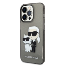 Karl Lagerfeld Apple iPhone 14 Pro KARL LAGERFELD KLHCP14LHNKCTGK Glitter Hátlap - Fekete tok és táska