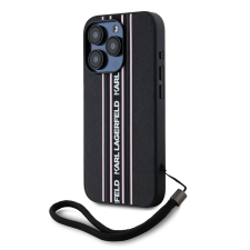 Karl Lagerfeld Apple iPhone 15 Pro KARL LAGERFELD KLHMP15LPAMSCNSP Hátlap - Fekete/Rózsaszín tok és táska