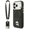 Karl Lagerfeld Big Strap Karl fém logó MagSafe tok iPhone 17 Pro Max fekete