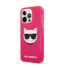 Karl Lagerfeld Choupette Head szilikon hátlap tok Apple iPhone 13 Pro, rózsaszín tok és táska