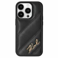 Karl Lagerfeld Diagonal Quilted Script tok iPhone 14 Pro Max - fekete tok és táska