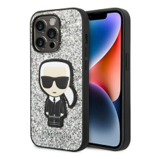 Karl Lagerfeld Glitter Flakes Ikonik Apple iPhone 14 Pro hátlap tok, ezüst tok és táska