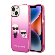 Karl Lagerfeld Gradient Ikonik Karl & Choupette Apple iPhone 14 hátlap tok, rózsaszín tok és táska