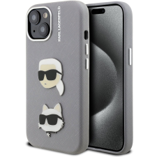 Karl Lagerfeld Grained PU K&amp;CH Heads iPhone 15 Grey tok (KLHCP15SPSFDHPG) tok és táska