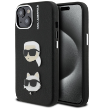 Karl Lagerfeld Grained PU K&amp;CH Heads iPhone 15 hátlap tok, fekete tok és táska