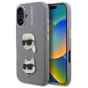 Karl Lagerfeld Grained PU K&amp;CH Heads iPhone 16 hátlap tok, szürke
