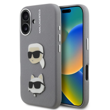 Karl Lagerfeld Grained PU K&amp;CH Heads tok iPhone 16 készülékhez szürke tok és táska