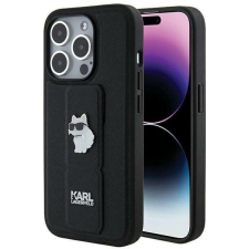 Karl Lagerfeld Gripstand Saffiano Choupette Pins tok iPhone 14 Pro Max - fekete tok és táska