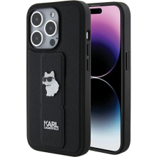 Karl Lagerfeld Gripstand Saffiano Choupette Pins tok iPhone 15 Pro - fekete tok és táska