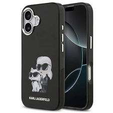 Karl Lagerfeld IML Aquarelle Karl and Choupette Zadní Kryt pro iPhone 17 Black tok és táska