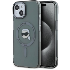 Karl Lagerfeld IML Karl Head Metal Frame MagSafe iPhone 15 Black tok tok és táska