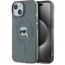 Karl Lagerfeld IML Karl Head Metal Frame MagSafe iPhone 15 Black tok (KLHMP15SHLSKIK) tok és táska