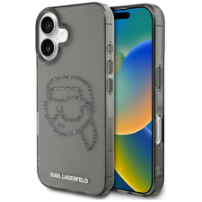 Karl Lagerfeld IML Rhinestones Karl Head iPhone 16 hátlap tok kameravédelemmel, fekete tok és táska