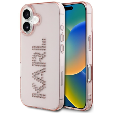 Karl Lagerfeld IML Rhinestones Logo iPhone 16 hátlap tok kameravédelemmel, rózsaszín tok és táska
