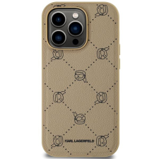 Karl Lagerfeld Karl Heads Pattern iPhone 14 Pro MagSafe bézs PU tok tok és táska
