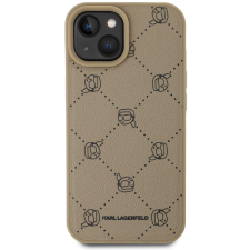 Karl Lagerfeld Karl Heads Pattern iPhone 15 MagSafe bézs PU tok (KLHMP15SPGKHPHE) tok és táska