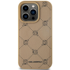 Karl Lagerfeld Karl Heads Pattern iPhone 15 Pro MagSafe bézs PU tok (KLHMP15LPGKHPHE) tok és táska