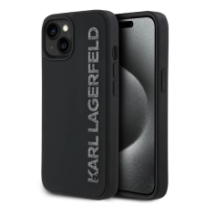 Karl Lagerfeld Karl Lagerfeld 3D Rubber Glitter Logo tok iPhone 15 készülékhez fekete tok és táska