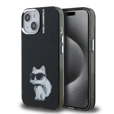 Karl Lagerfeld Karl Lagerfeld IML Aquarelle Choupette tok iPhone 15 készülékhez fekete tok és táska