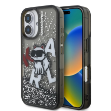 Karl Lagerfeld Karl Lagerfeld Liquid Glitter Scattered Choupette tok iPhone 16 készülékhez fekete tok és táska