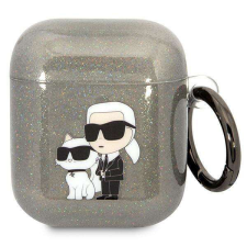 Karl Lagerfeld KLA2HNKCTGK Airpods 1/2 tok fekete csillogó Karl&Choupette tok és táska